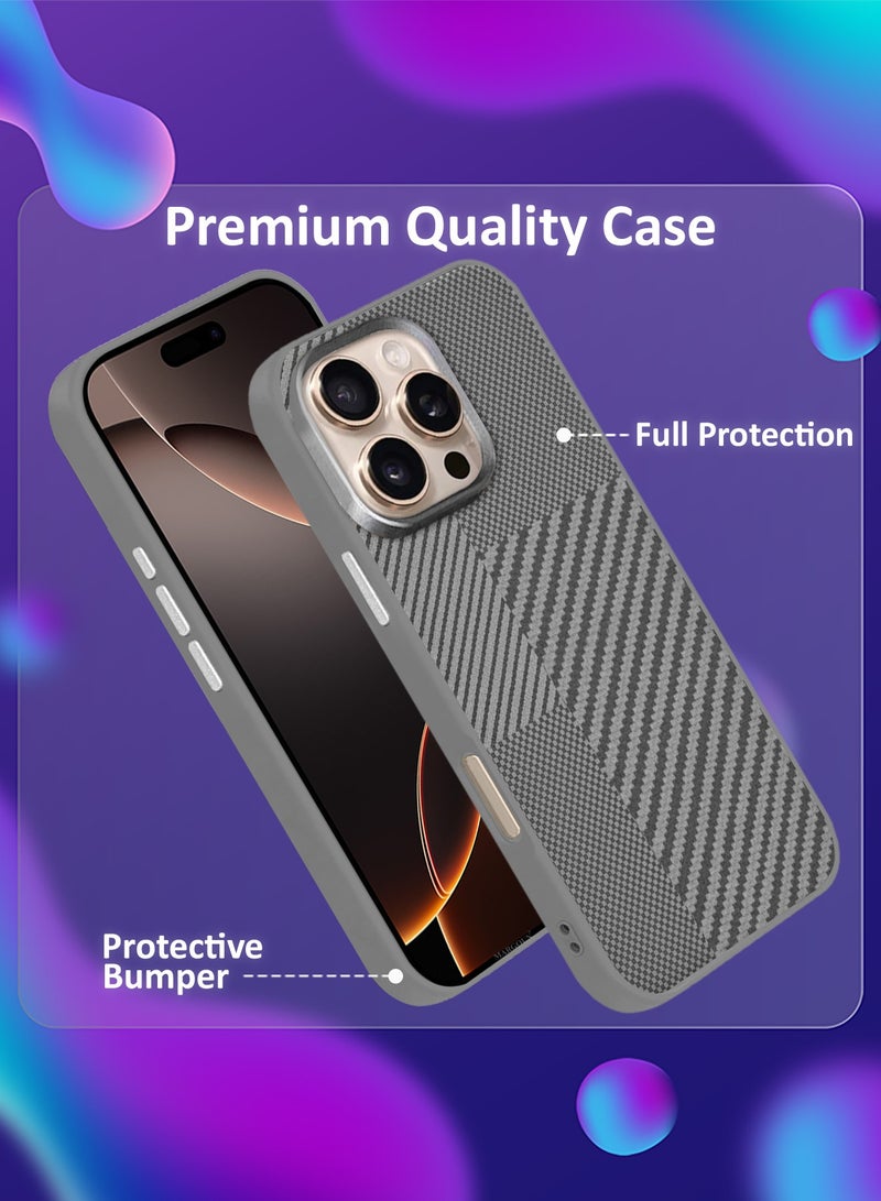 CATANES iPhone 16 Pro Case Cover Carbon Fiber Pattern Phone Case Slim Shockproof Back Cover Grey Diagonal Patchwork - Image 2